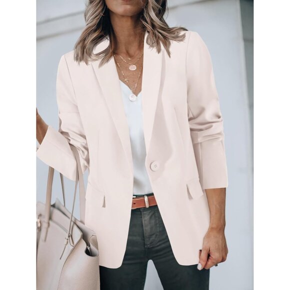 Women’s Apricot Cicy Bell Casual Blazer Open Front Long Sleeve Office Suit - Picture 4 of 5